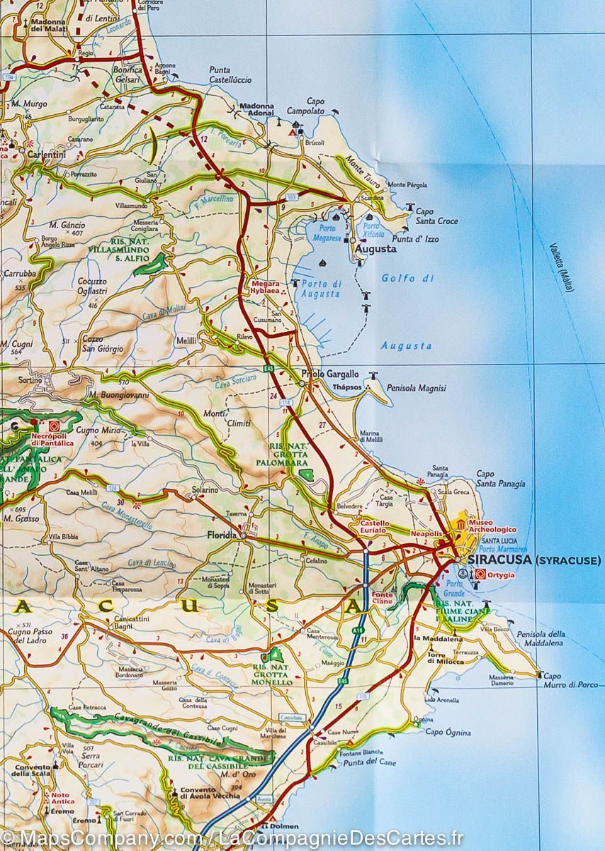 Carte routière de la Sicile | National Geographic - La Compagnie des Cartes