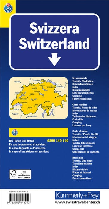 Carte routière - Suisse | Kümmerly & Frey carte pliée Kümmerly & Frey 