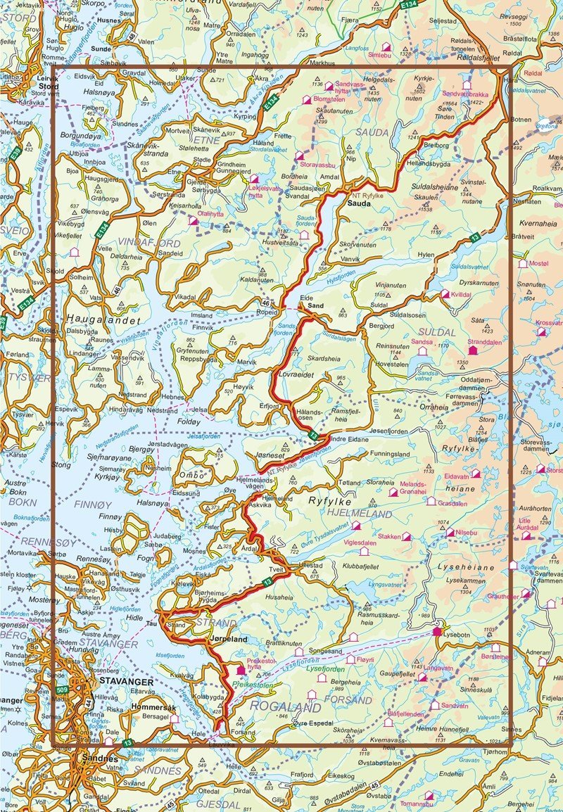 Carte routière touristique n° 02 - Ryfylke (Norvège) | Nordeca carte pliée Nordeca 