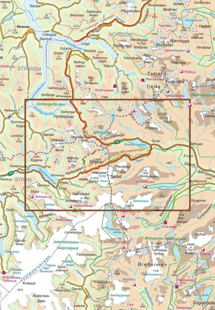 Carte routière touristique n° 09 - Gamle Strynefjellsvegen (Norvège) | Nordeca carte pliée Nordeca 