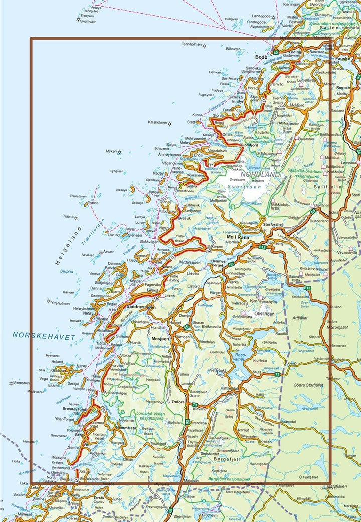 Carte routière touristique n° 13 - Helgelandskysten (Norvège) | Nordeca carte pliée Nordeca 
