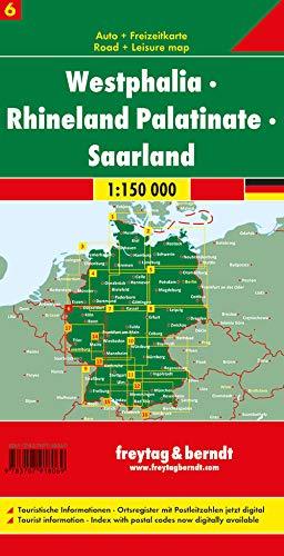 Carte routière - Westphalie, Rhénanie-Palatinat, Sarre (Allemagne), n° 6 | Freytag & Berndt - 1/150 000 carte pliée Freytag & Berndt 