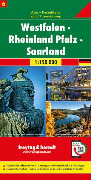 Carte routière - Westphalie, Rhénanie-Palatinat, Sarre (Allemagne), n° 6 | Freytag & Berndt - 1/150 000 carte pliée Freytag & Berndt 