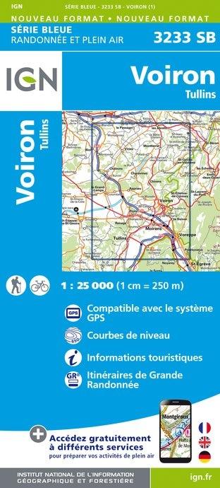 Carte série bleue n° 3233 SB - Voiron, Tullins | IGN carte pliée IGN 