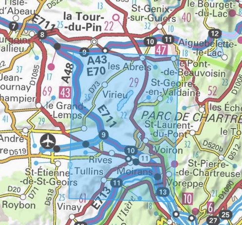 Carte série bleue n° 3233 SB - Voiron, Tullins | IGN carte pliée IGN 