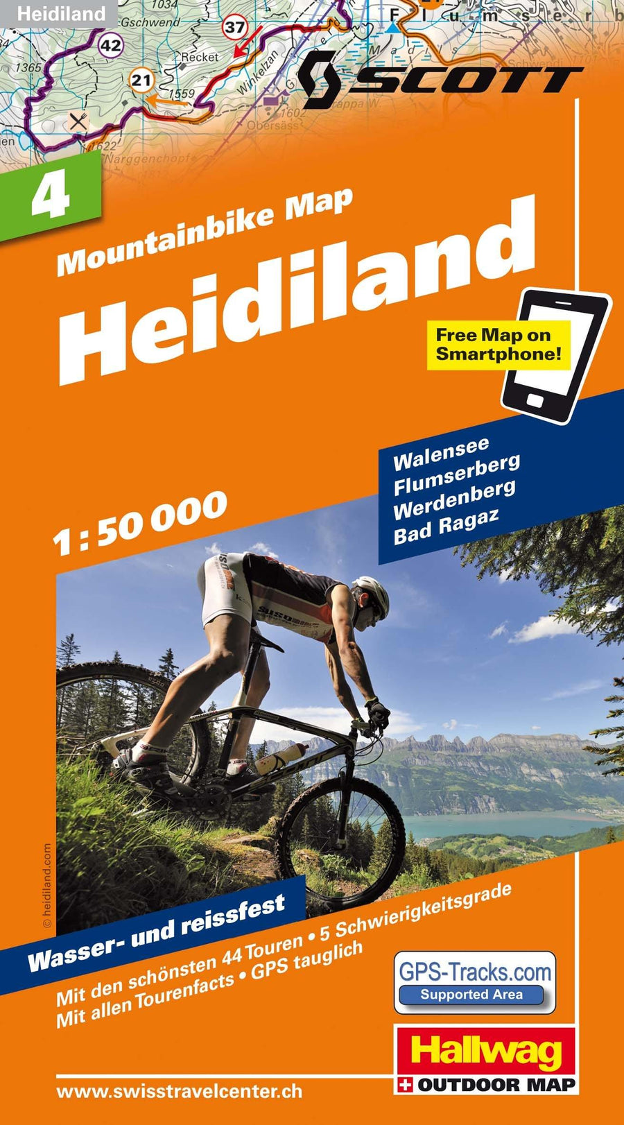 Carte spéciale VTT n° WKM.04 - Heidiland (Suisse) | Hallwag carte pliée Hallwag 