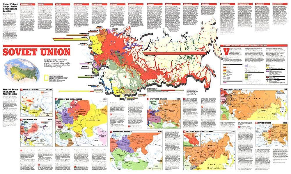 1990 Soviet Union Theme Map – MapsCompany - Travel and hiking maps