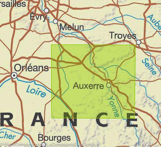 Carte IGN TOP 100 n° 128 - Auxerre, Montargis & Vallée de l'Yonne - La Compagnie des Cartes