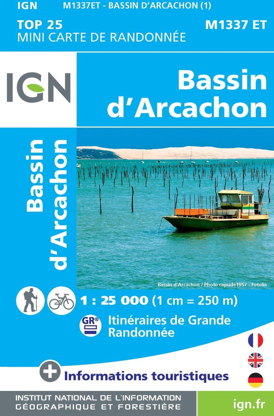 Carte Top 25 Mini n° M1337 ET - Bassin d'Arcachon | IGN carte pliée IGN 