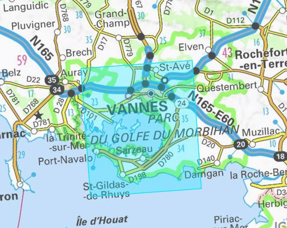 Carte IGN TOP 25 n° 0921 OTR (résistante) - Vannes & Golfe du Morbihan - La Compagnie des Cartes
