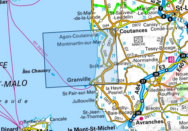 Carte TOP 25 n° 1214 ET - Granville, Coutances, Iles Chausey | IGN carte pliée IGN 