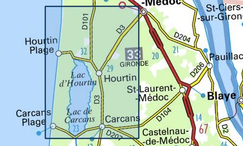 Carte TOP 25 n° 1434 OT - Hourtin (lac d'Hourtin & lac de Carcans) | IGN carte pliée IGN 