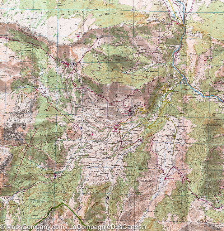 Carte TOP 25 n° 1547 OT - Vallée d'Ossau & Vallée d'Aspe (PN des Pyrénées) | IGN carte pliée IGN 
