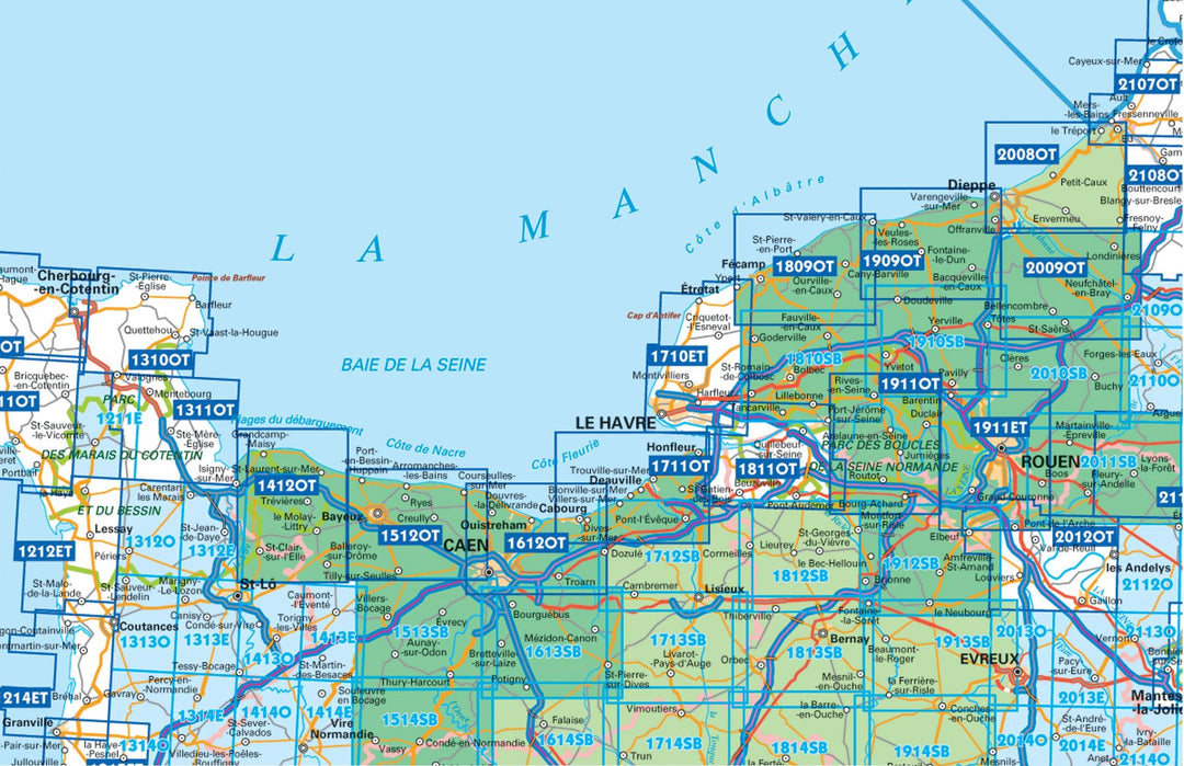 Carte TOP 25 n° 1711 OT - Honfleur, Deauville, Cabourg, Trouville-sur-Mer | IGN carte pliée IGN 