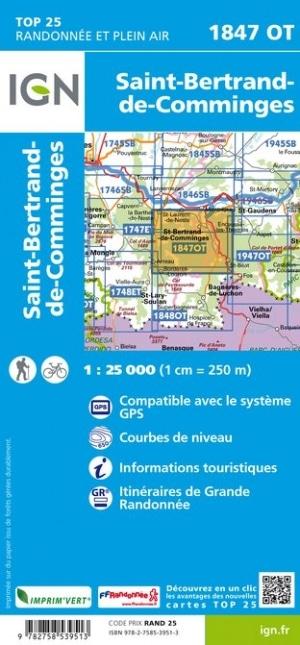 Carte TOP 25 n° 1847 OT - St-Bertrand-de-Cominges (Pyrénées) | IGN - La Compagnie des Cartes