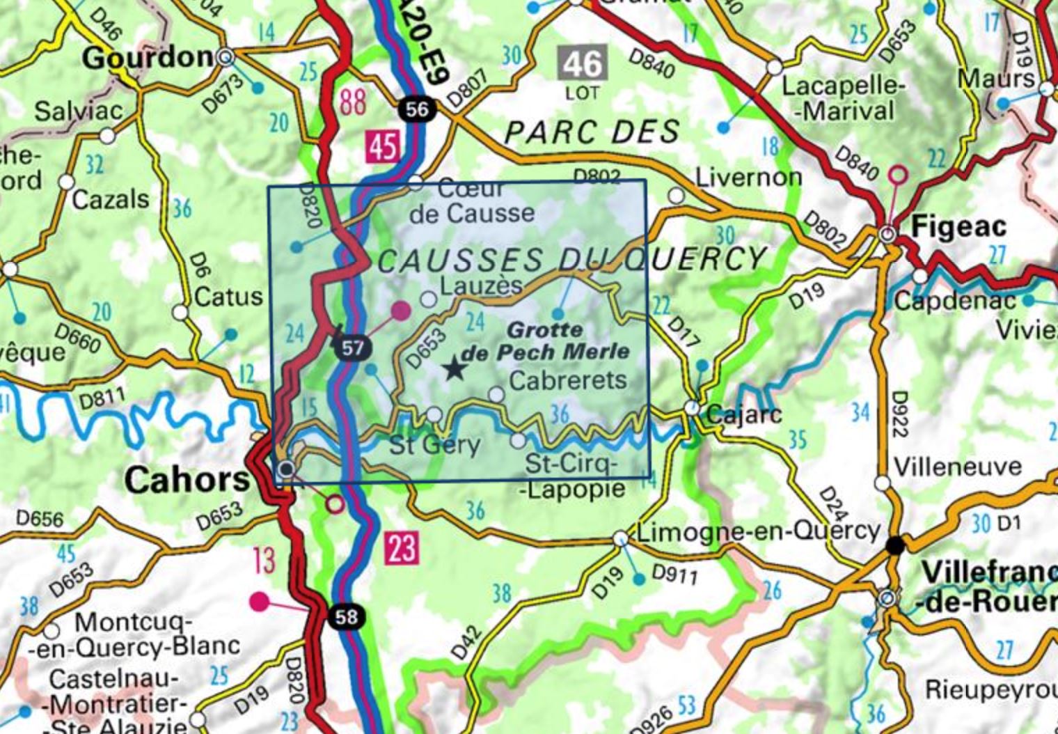 Map Top 25 # 2138 OT - Cahors, St-Cirq-Lapopie, Lot And Célé Vallée ...