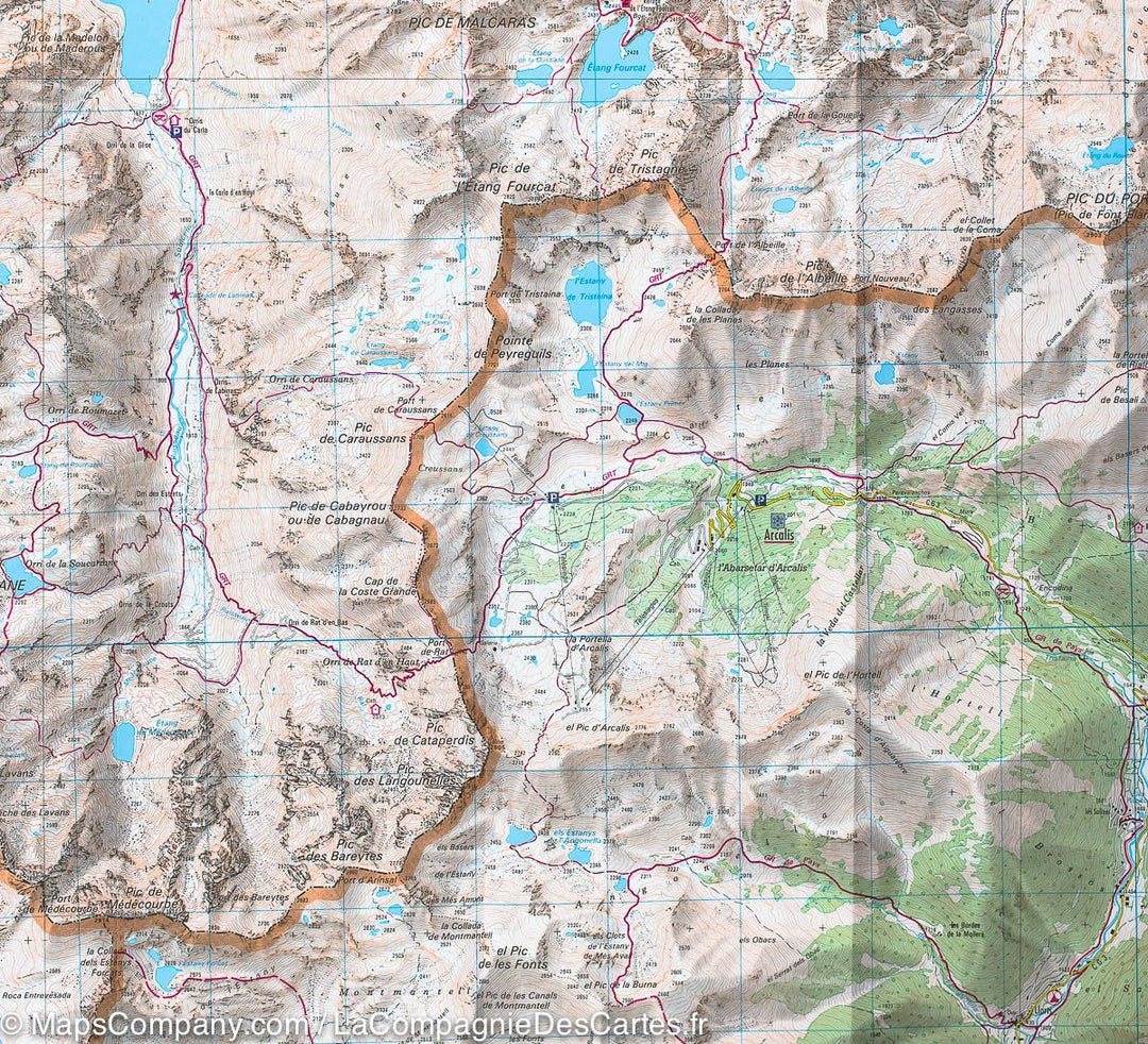 Carte IGN TOP 25 n° 2148 OTR (résistante) - Vicdessos, Pique d'Estats & Pic du Montcalm (Pyrénées) - La Compagnie des Cartes