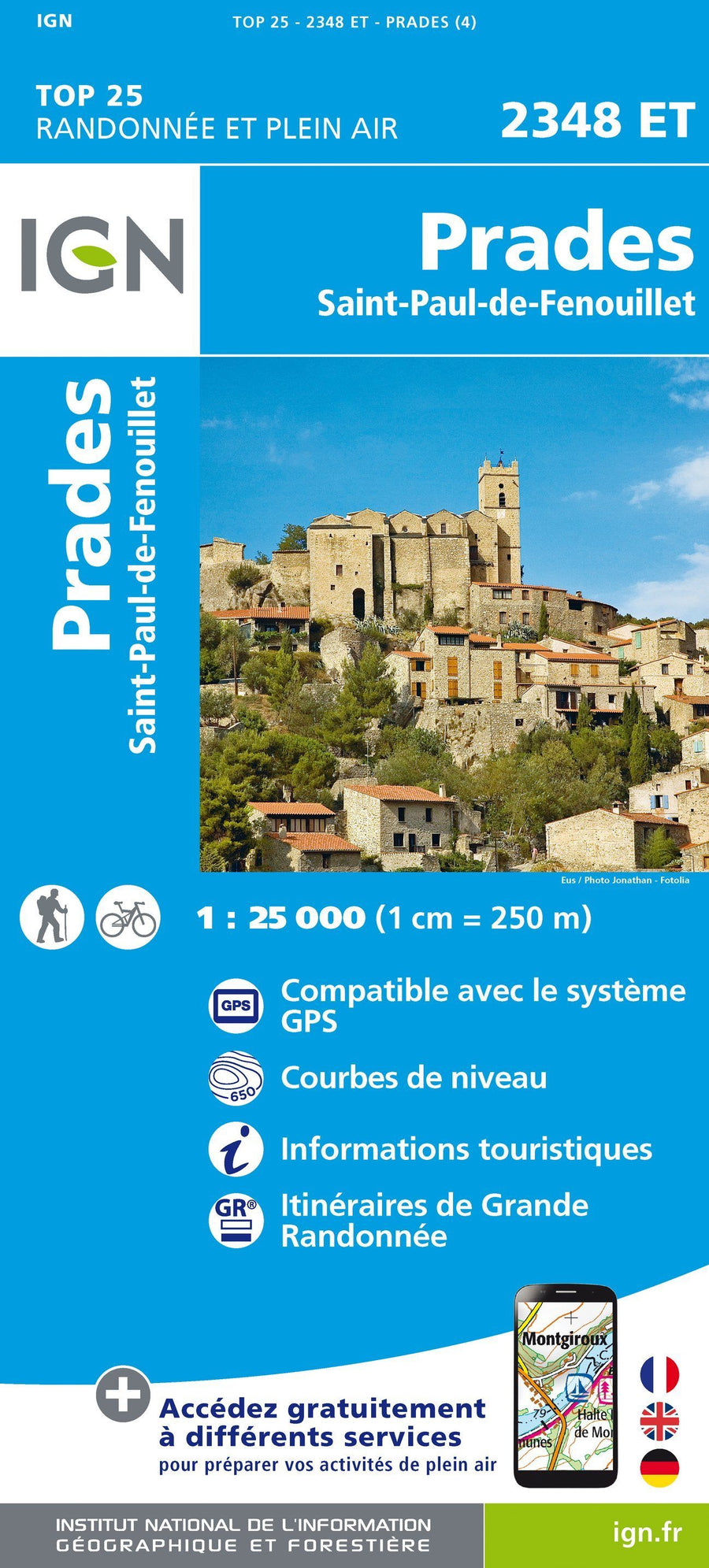 Carte TOP 25 n° 2348 ET - Prades et St Paul de Fenouillet (Pyrénées) | IGN carte pliée IGN 