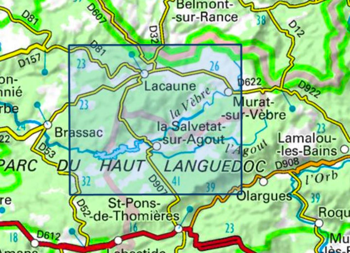 Carte TOP 25 n° 2443 ET - Monts de Lacaune, La Salvetat-sur-Agout, PNR du Haut-Languedoc | IGN carte pliée IGN 