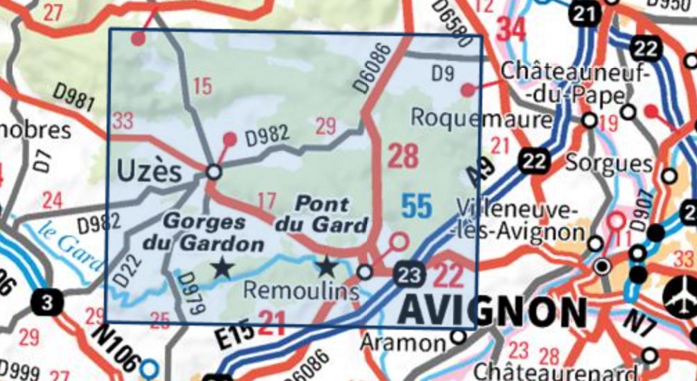 Carte TOP 25 n° 2941 OT - Uzès, Remoulins, Pont du Gard | IGN carte pliée IGN 