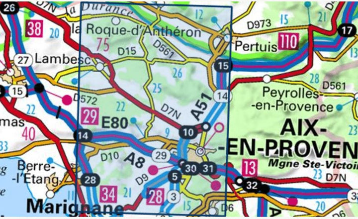 Carte TOP 25 n° 3143 ET - Aix en Provence, Vitrolles, Lambesc | IGN carte pliée IGN 