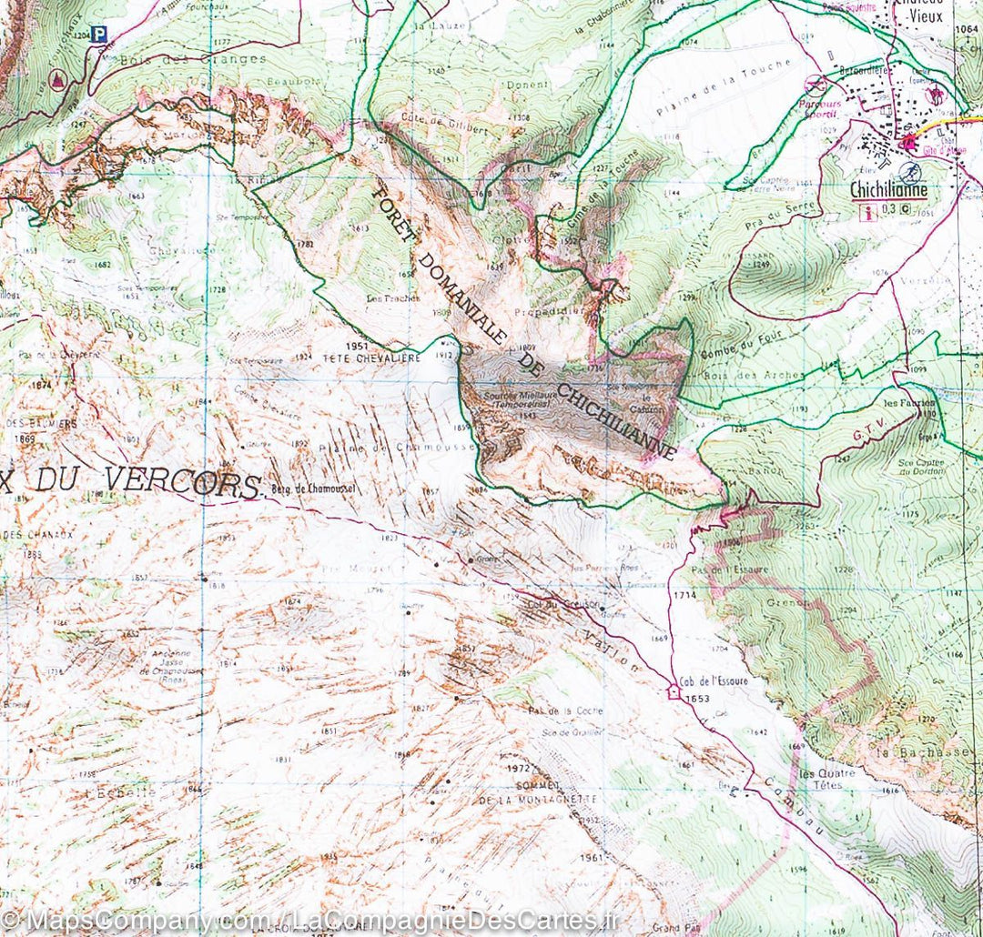 Carte TOP 25 n° 3237 OTR (Résistante) - Glandasse & Col de la Croix-Haute (PNR du Vercors, Alpes) | IGN carte pliée IGN 