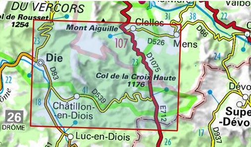 Carte TOP 25 n° 3237 OTR (Résistante) - Glandasse & Col de la Croix-Haute (PNR du Vercors, Alpes) | IGN carte pliée IGN 