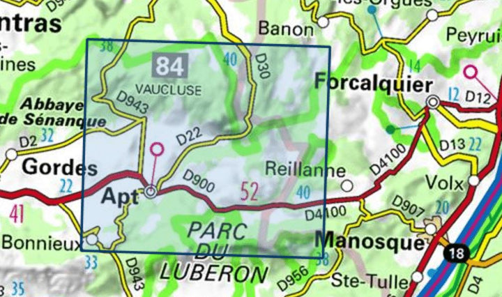 Carte TOP 25 n° 3242 OT - Apt & Parc Naturel Régional du Lubéron | IGN carte pliée IGN 