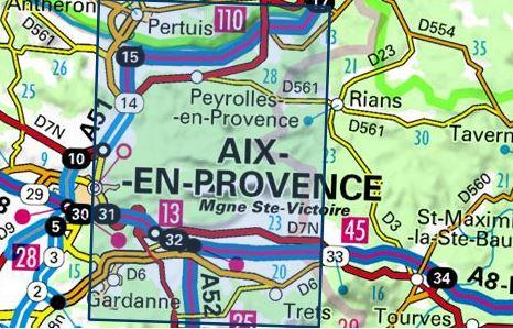 Carte TOP 25 n° 3244 ET - Montagne Sainte Victoire, Aix en Provence, Gardanne & Trets | IGN carte pliée IGN 