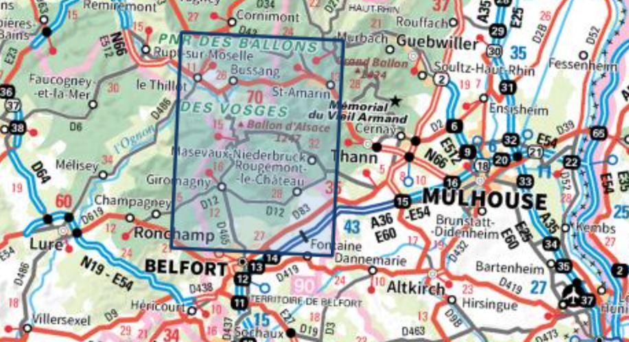 Carte TOP 25 n° 3520 ET - Giromagny, Kruth, Ballon d'Alsace | IGN carte pliée IGN 