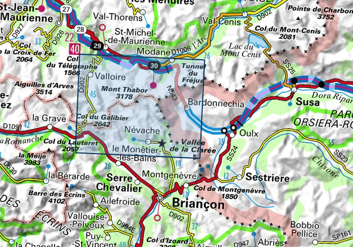 Carte TOP 25 n° 3535 OT - Névache, Mont Thabor & Cols du Galibier et du Lautaret (Alpes) | IGN carte pliée IGN 