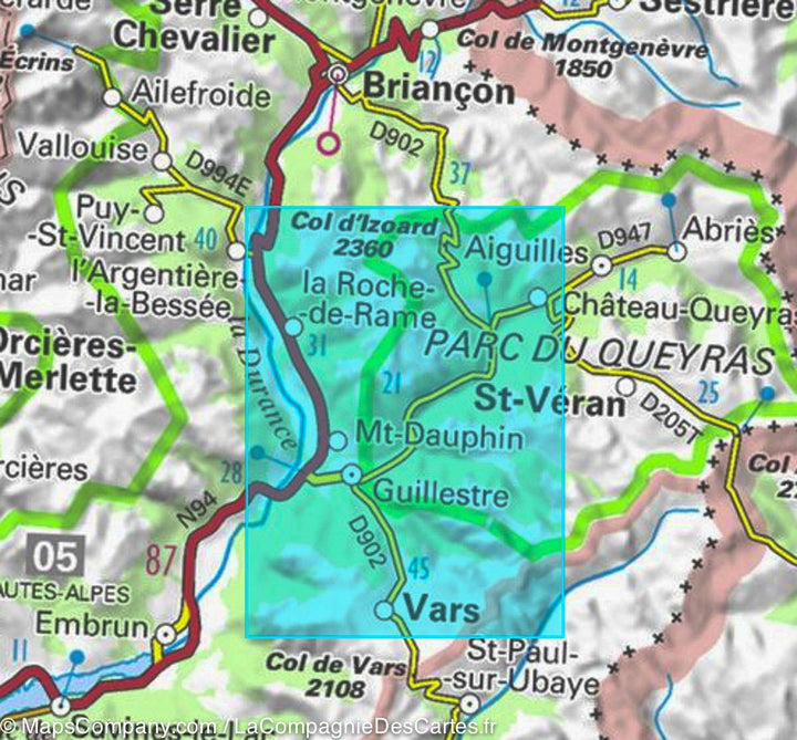 Carte TOP 25 n° 3537 ET - Guillestre, Vars et Risoul (PNR du Queyras, Alpes) | IGN carte pliée IGN 