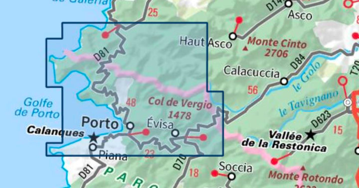 Carte TOP 25 n° 4150 OT - Porto, Calanche de Piana (PNR de Corse) | IGN carte pliée IGN 