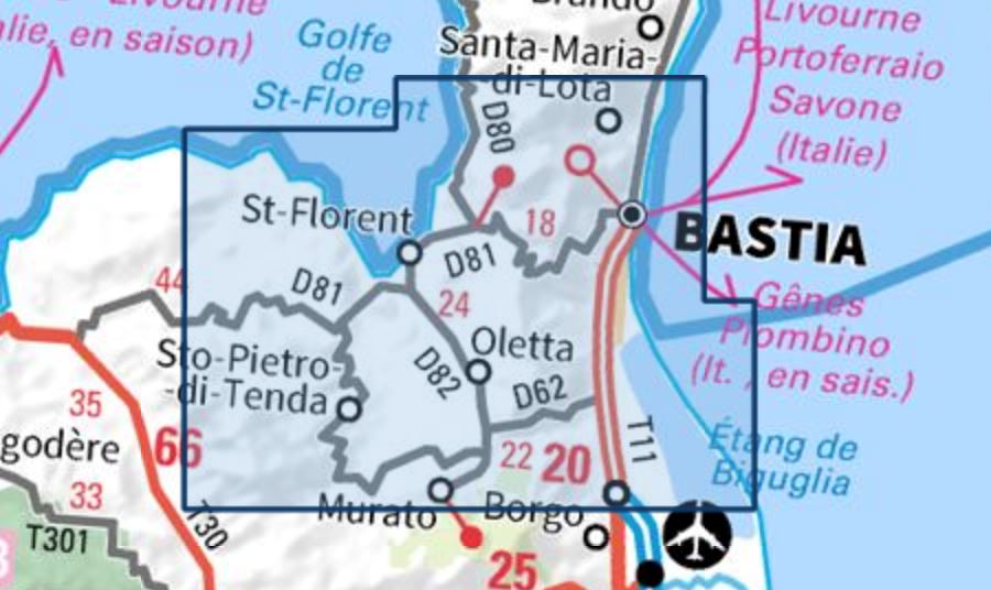 Carte TOP 25 n° 4348 OT - Bastia, Golfe de St-Florent | IGN carte pliée IGN 