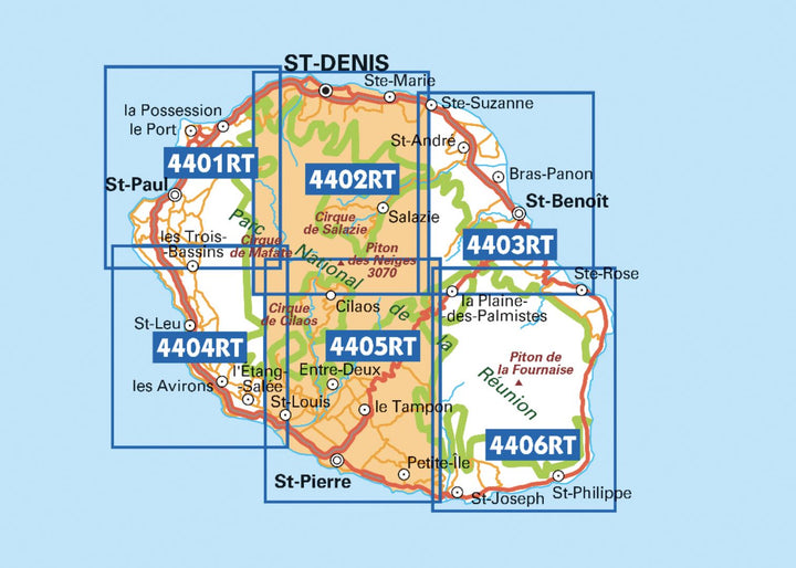 Carte TOP 25 n° 4402 RT - Saint Denis (Ile de la Réunion, Centre et Nord) | IGN carte pliée IGN 