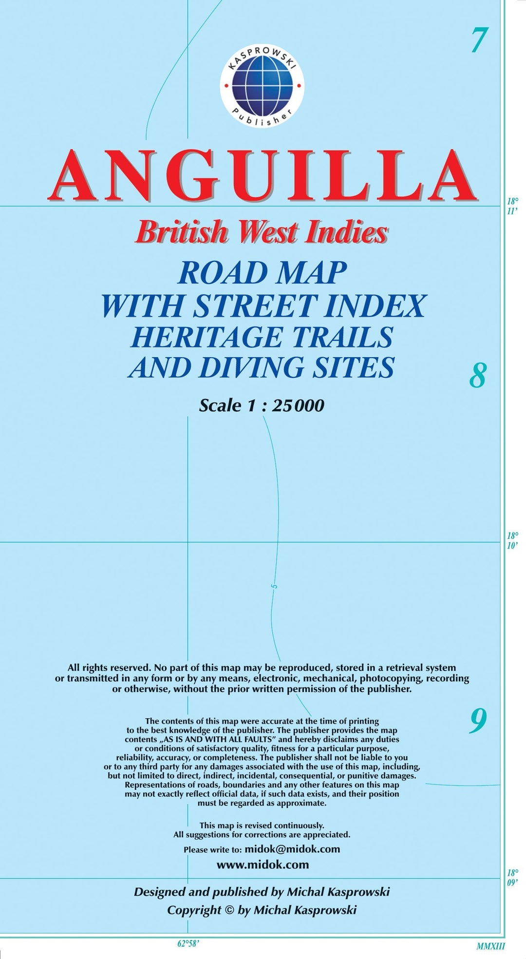 Carte topographique - Anguilla (British West Indies) | Kasprowski carte pliée Kasprowski 