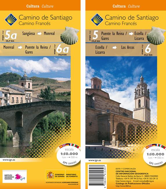 Carte topographique - Camino Santiago: Sangüesa-Los Arcos | CNIG carte pliée CNIG 