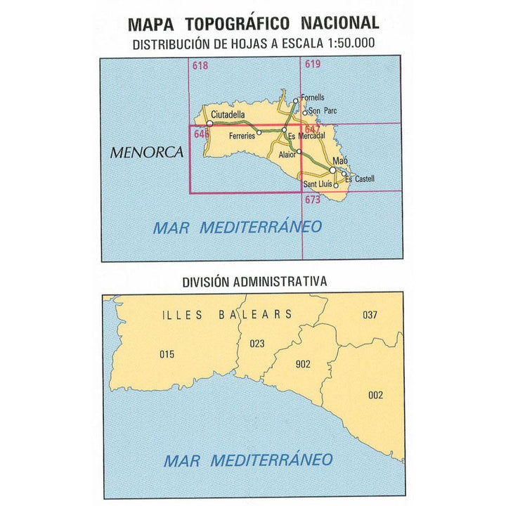 Carte topographique de l'Espagne - Alaior (Minorque), n° 0646 | CNIG - 1/50 000 carte pliée CNIG 