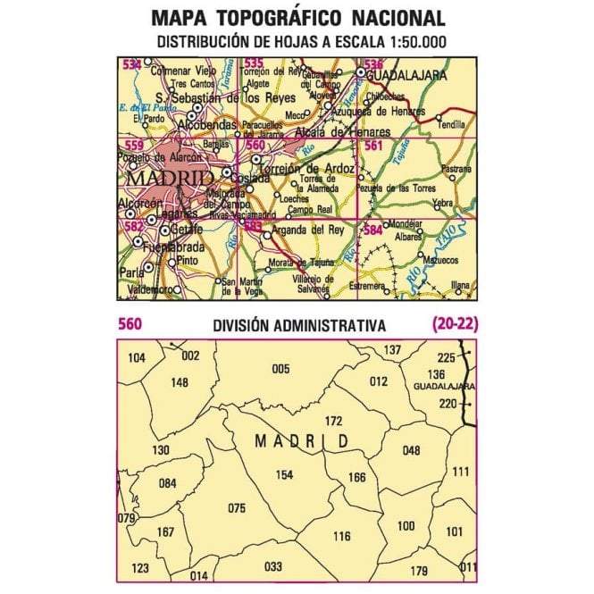 Carte topographique de l'Espagne - Alcalá de Henares, n° 560, n° 0560 | CNIG - 1/50 000 carte pliée CNIG 