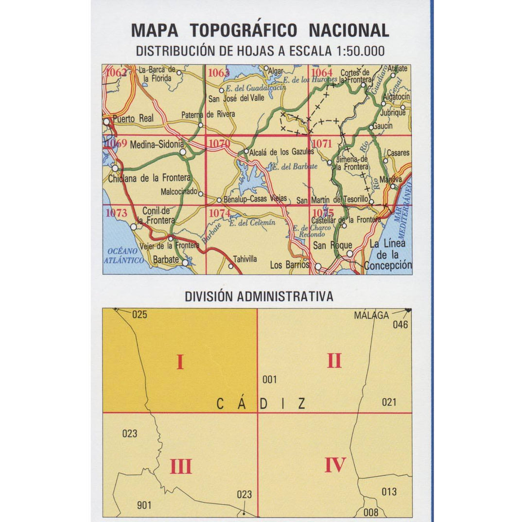 Carte topographique de l'Espagne - Alcalá de los Gazules, n° 1070.1 | CNIG - 1/25 000 carte pliée CNIG 