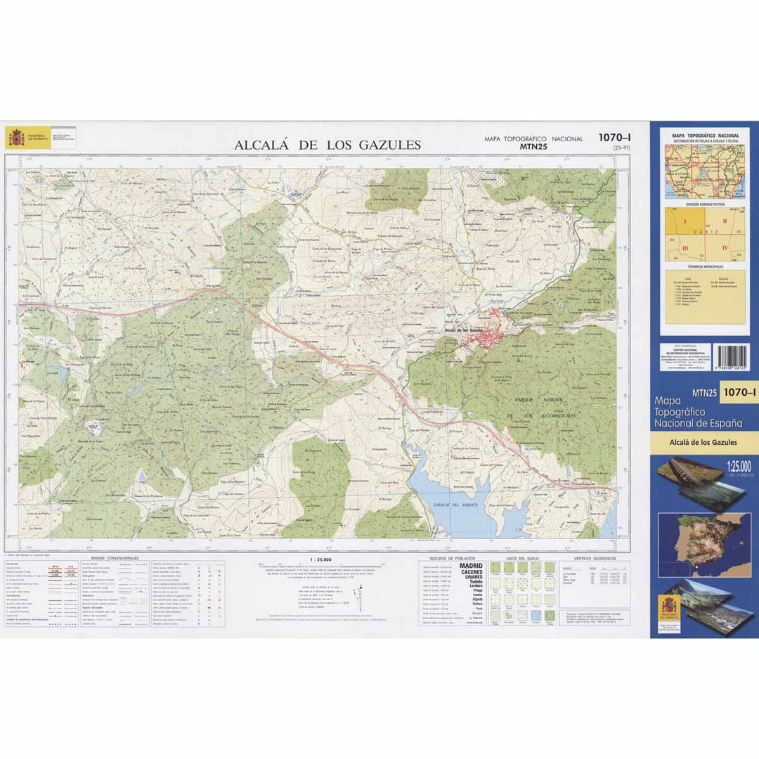 Carte topographique de l'Espagne - Alcalá de los Gazules, n° 1070.1 | CNIG - 1/25 000 carte pliée CNIG 