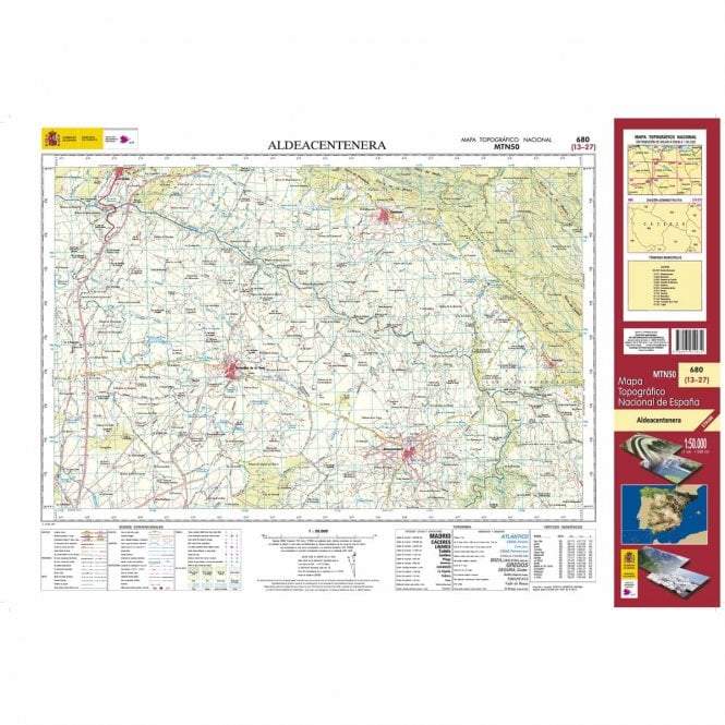 Carte topographique de l'Espagne - Aldeacentenera, n° 0680 | CNIG - 1/50 000 carte pliée CNIG 