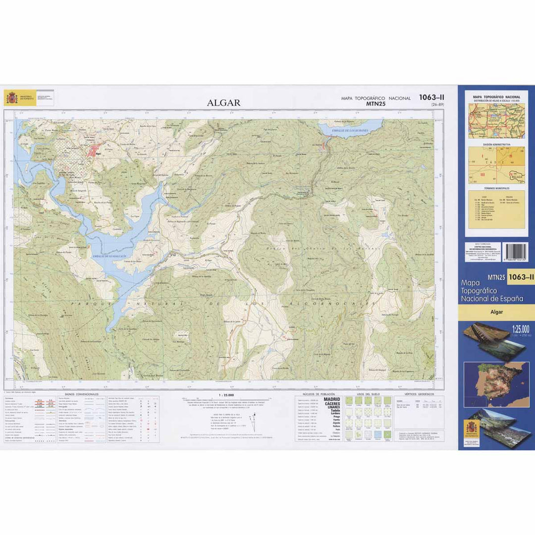 Carte topographique de l'Espagne - Algar, n° 1063.2 | CNIG - 1/25 000 carte pliée CNIG 