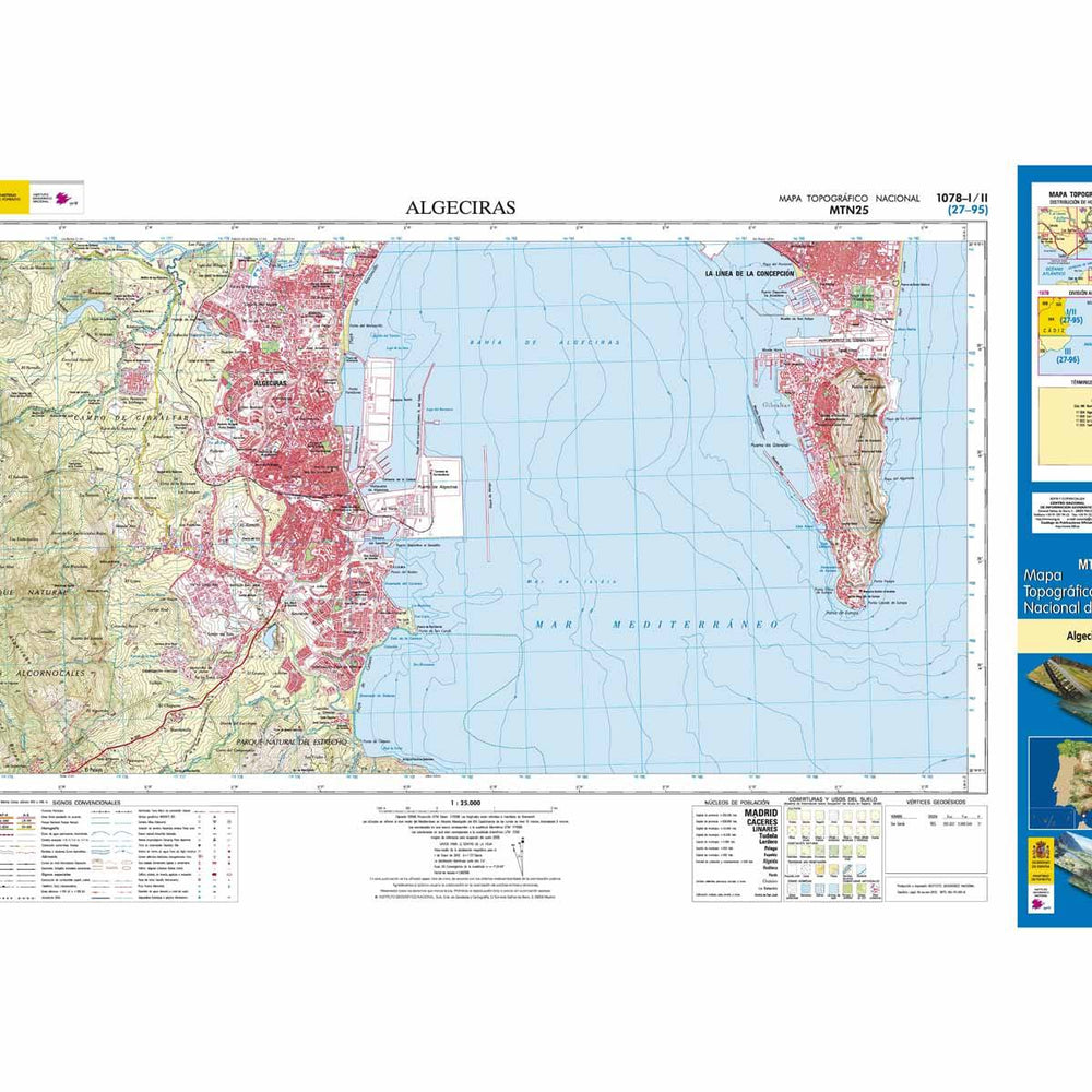 Carte topographique de l'Espagne - Algeciras, n° 1078.1/2 | CNIG - 1/25 000 carte pliée CNIG 