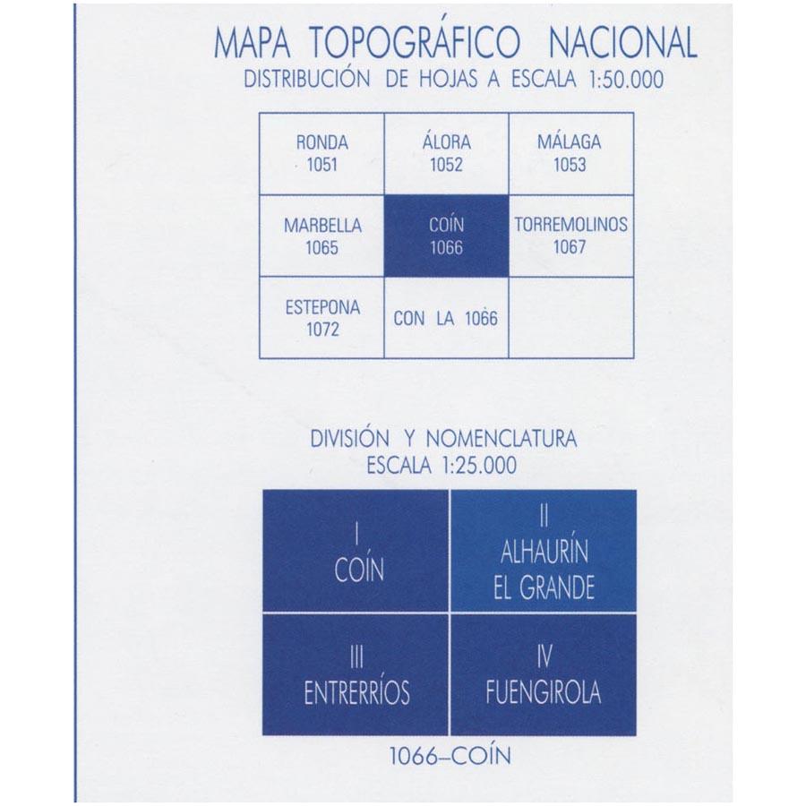 Carte topographique de l'Espagne - Alhaurín El Grande, n° 1066.2 | CNIG - 1/25 000 carte pliée CNIG 