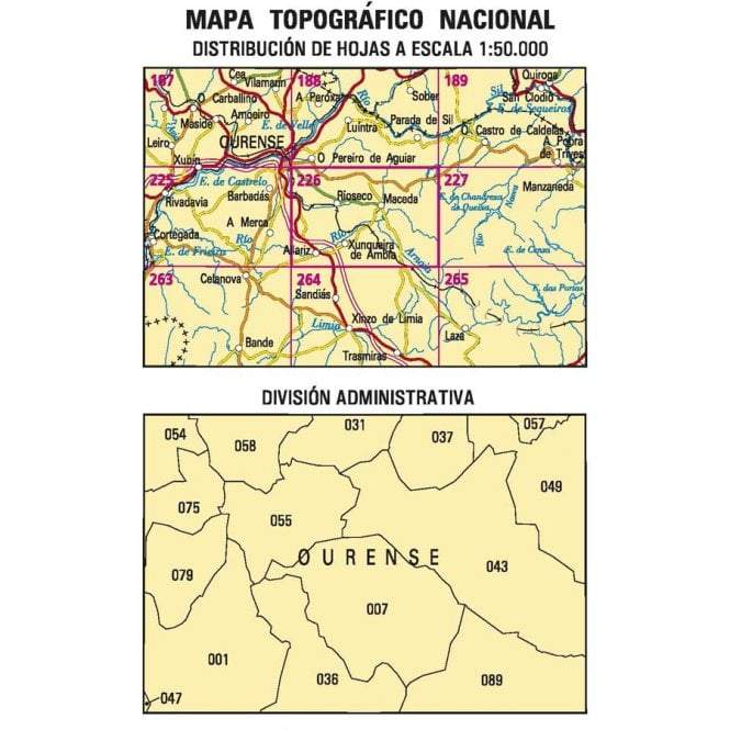 Carte topographique de l'Espagne - Allariz, n° 226, n° 0226 | CNIG - 1/50 000 carte pliée CNIG 