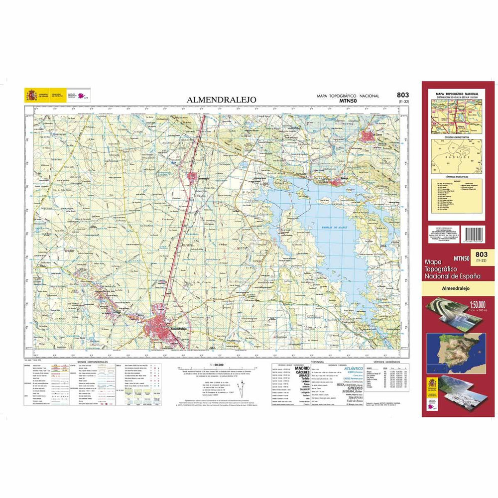 Carte topographique de l'Espagne - Almendralejo, n° 0803 | CNIG - 1/50 000 carte pliée CNIG 