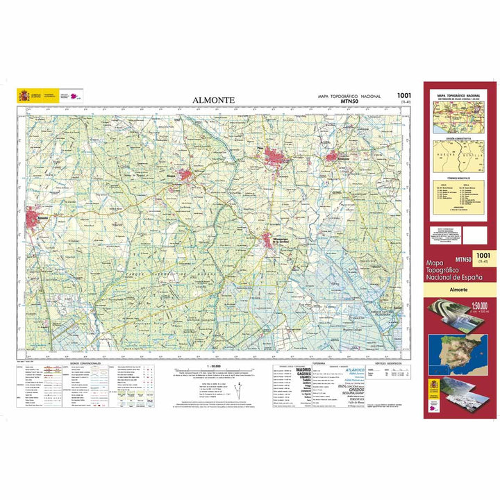 Carte topographique de l'Espagne - Almonte, n° 1001 | CNIG - 1/50 000 carte pliée CNIG 