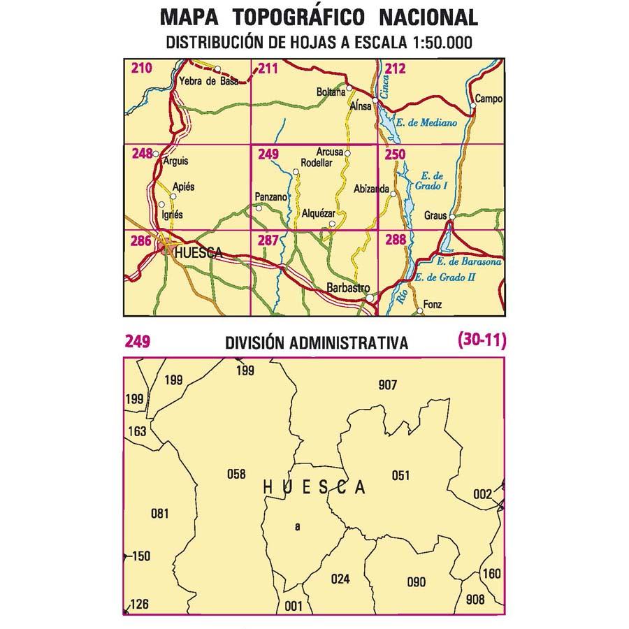 Carte topographique de l'Espagne - Alquézar, n° 0249 | CNIG - 1/50 000 carte pliée CNIG 