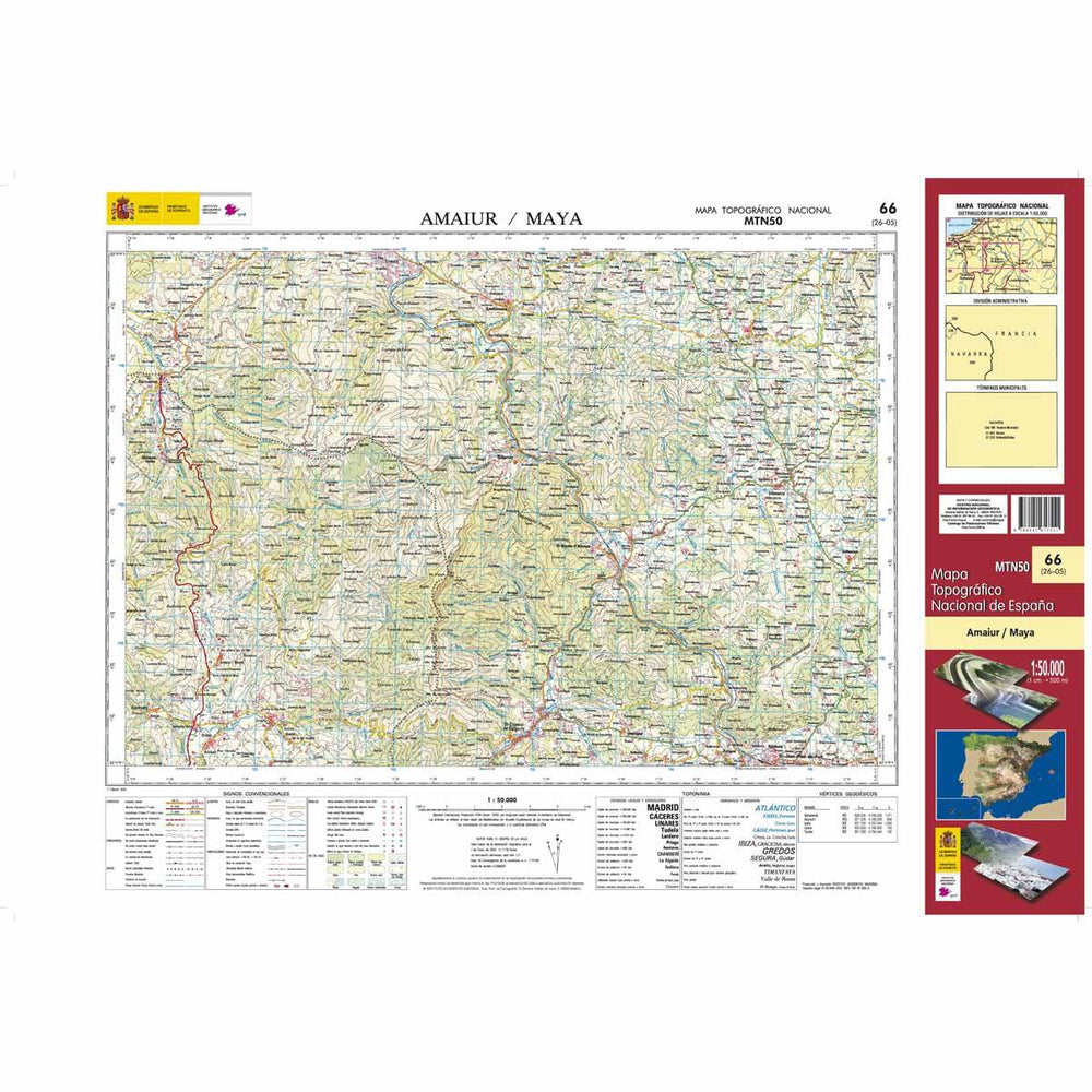 Carte topographique de l'Espagne - Amaiur/Maya, n° 0066 | CNIG - 1/50 000 carte pliée CNIG 